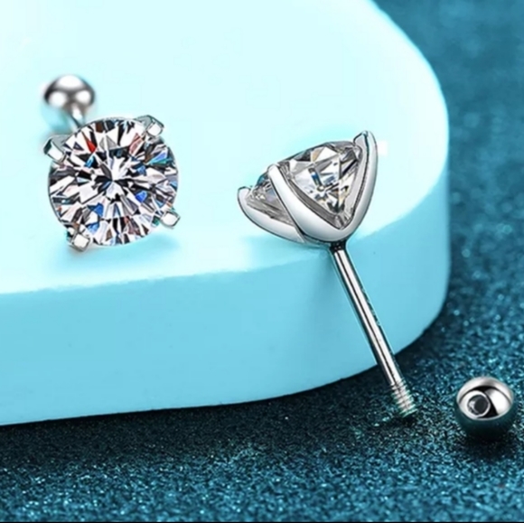 Jewelry - 2.00ctw Moissanite Round 4 Prong Stud Unisex Mens Luxury Earrings